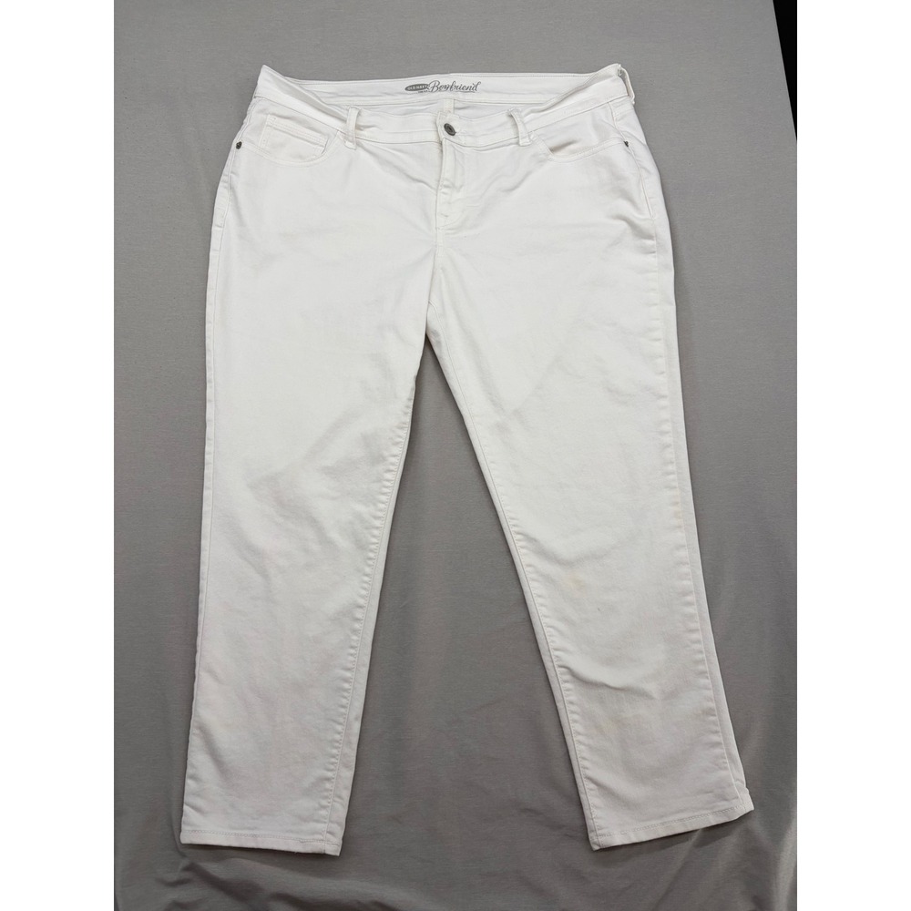 Old Navy Boyfriend Jeans Womens 14 White Stretch Mid Rise Straight Leg Pants